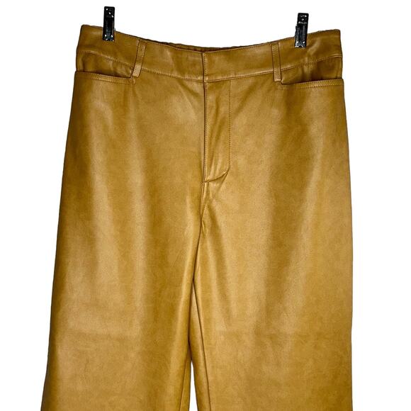 Avec les Filles Anthropologie Camel Faux Leather Straight Crop Pants Size Large - Picture 5 of 12